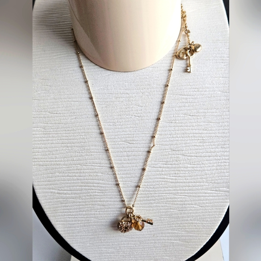 Fossil Heart Locket & Key Necklace